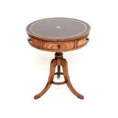 Antique Regency Style Leather Top Drum Table