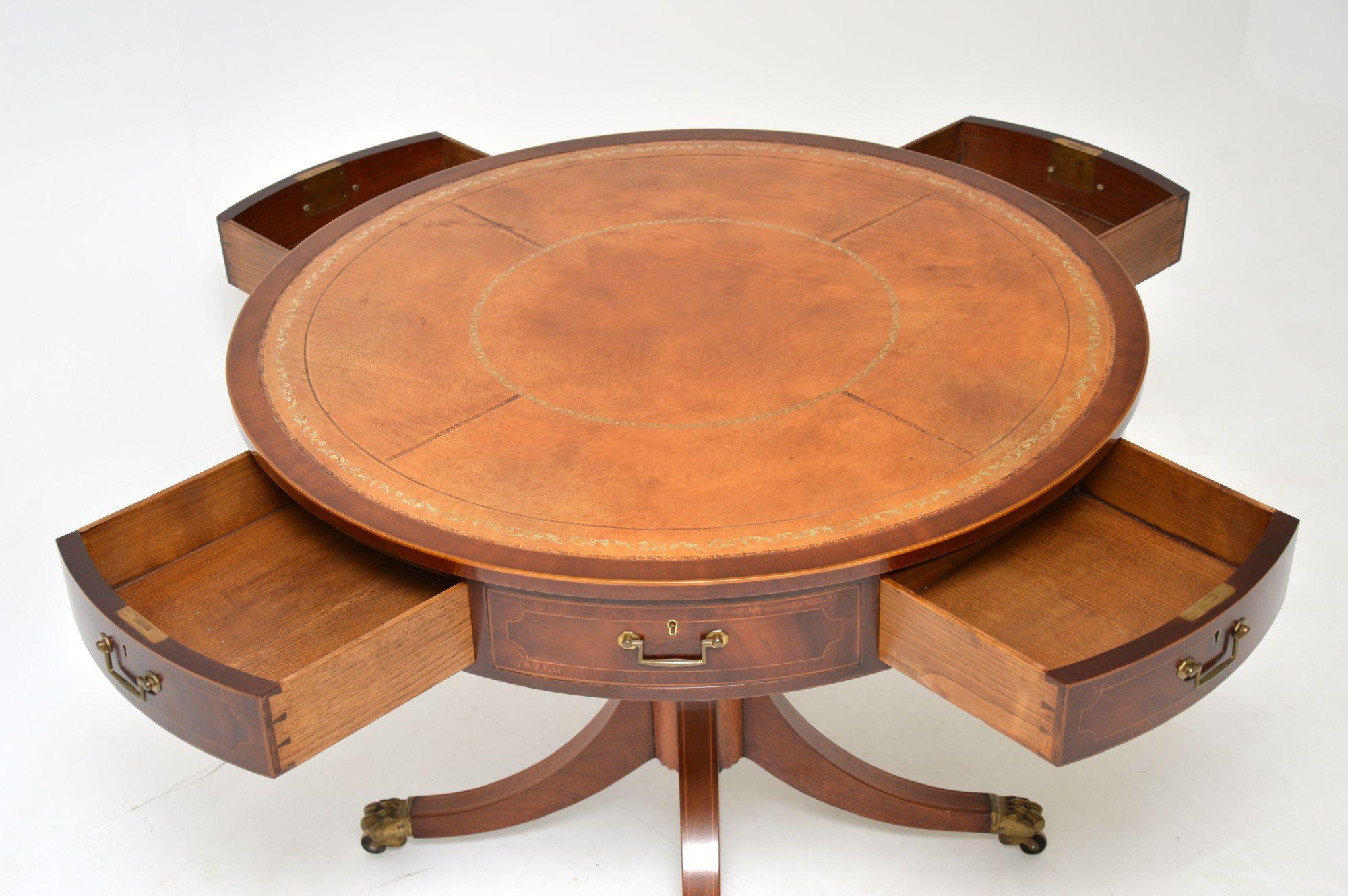 Antique Regency Style Leather Top Drum Table 1