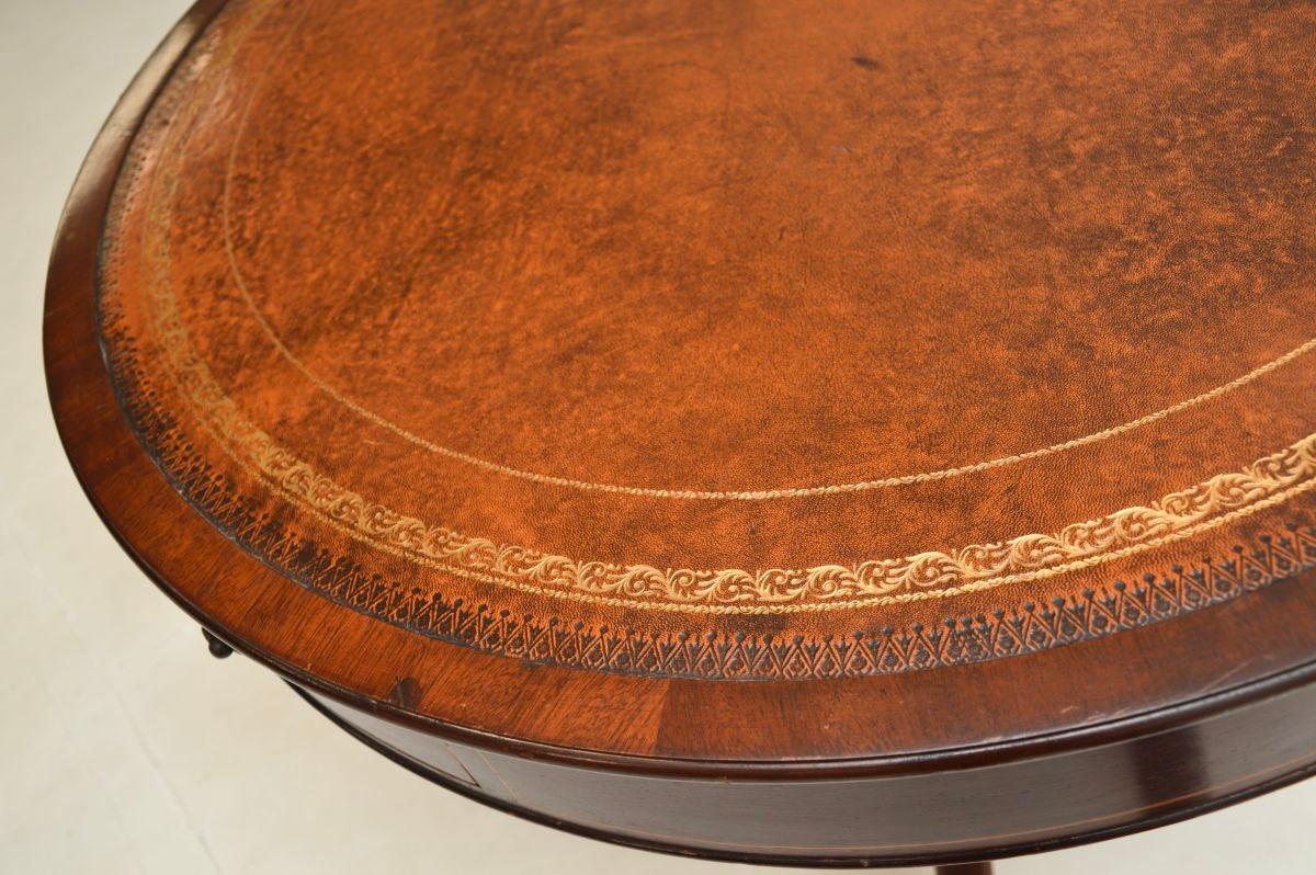 Antique Regency Style Leather Top Drum Table 1