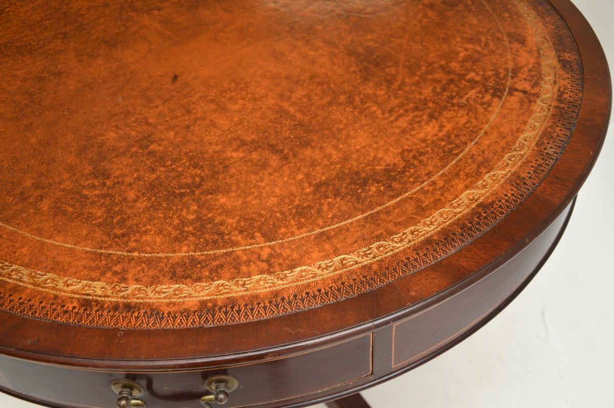 Antique Regency Style Leather Top Drum Table 2