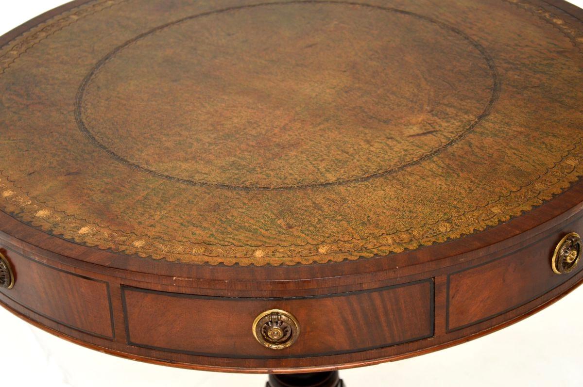 Antique Regency Style Leather Top Drum Table For Sale 2
