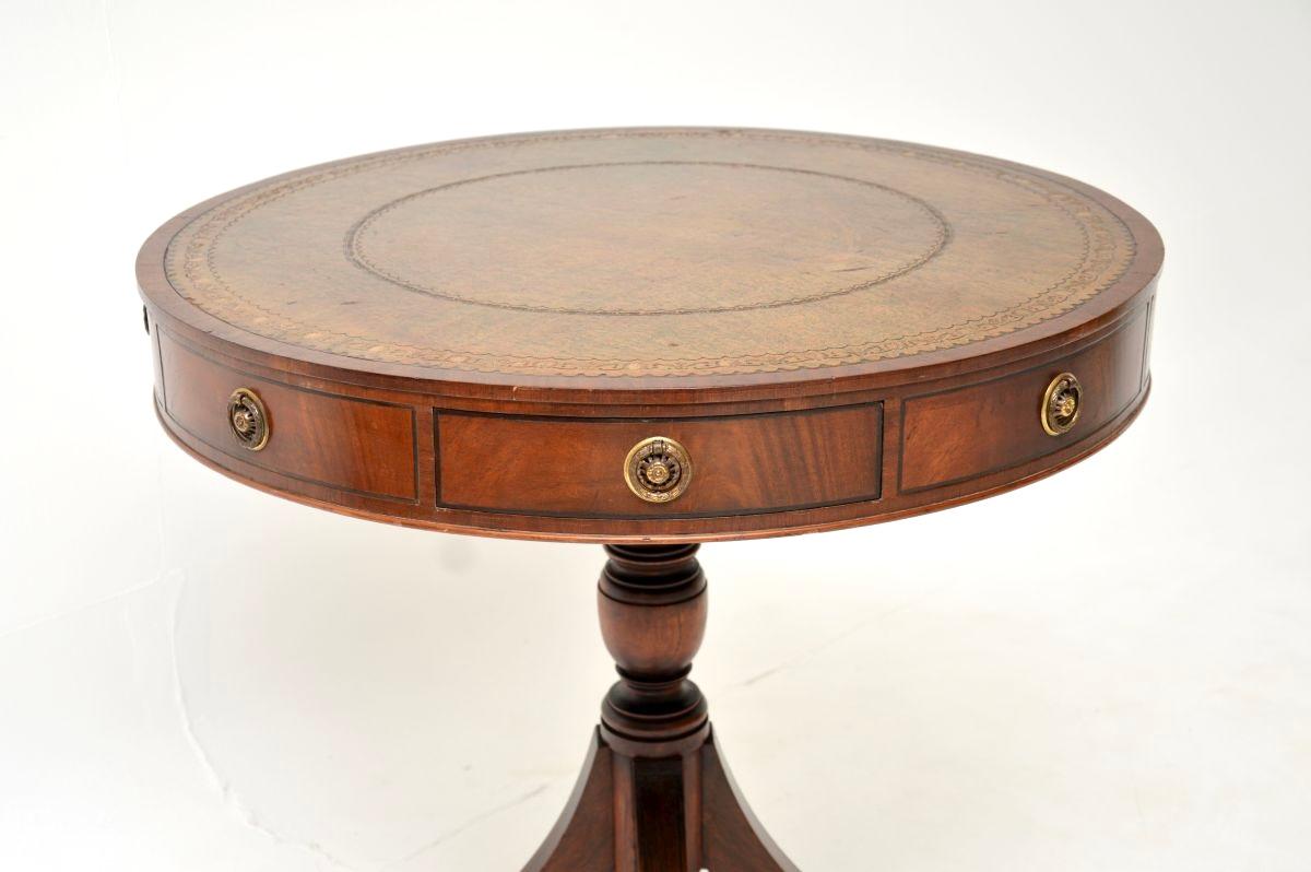 Antique Regency Style Leather Top Drum Table For Sale 3