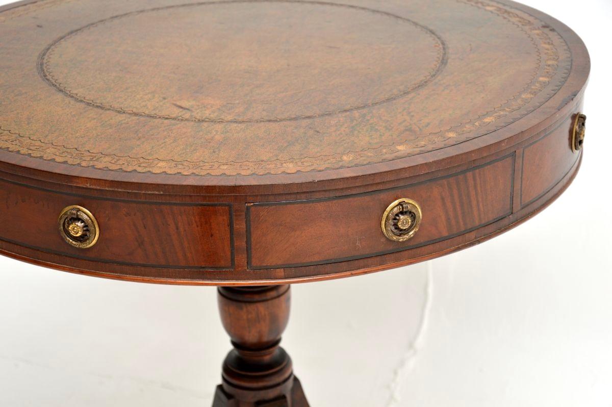Antique Regency Style Leather Top Drum Table For Sale 4