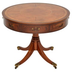 Antique Regency Style Leather Top Drum Table