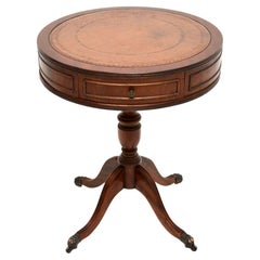 Antique Regency Style Leather Top Drum Table