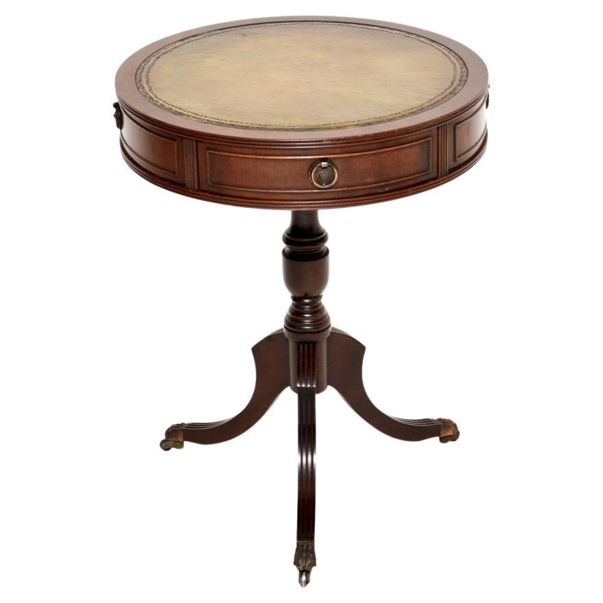 Antique Regency Style Leather Top Drum Table For Sale