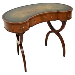 Antique Regency Style Leather Top Kidney Desk