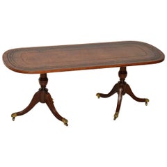 Antique Regency Style Leather Top Mahogany Coffee Table