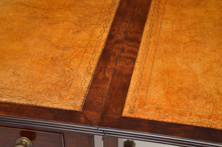 Antique Regency Style Leather Top Sofa Table For Sale at 1stDibs