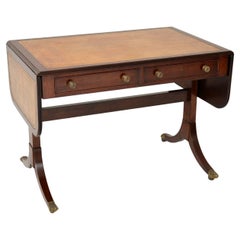 Used Regency Style Leather Top Sofa Table