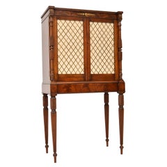 Vintage Regency Style Mahogany Grill Front Drinks Cabinet