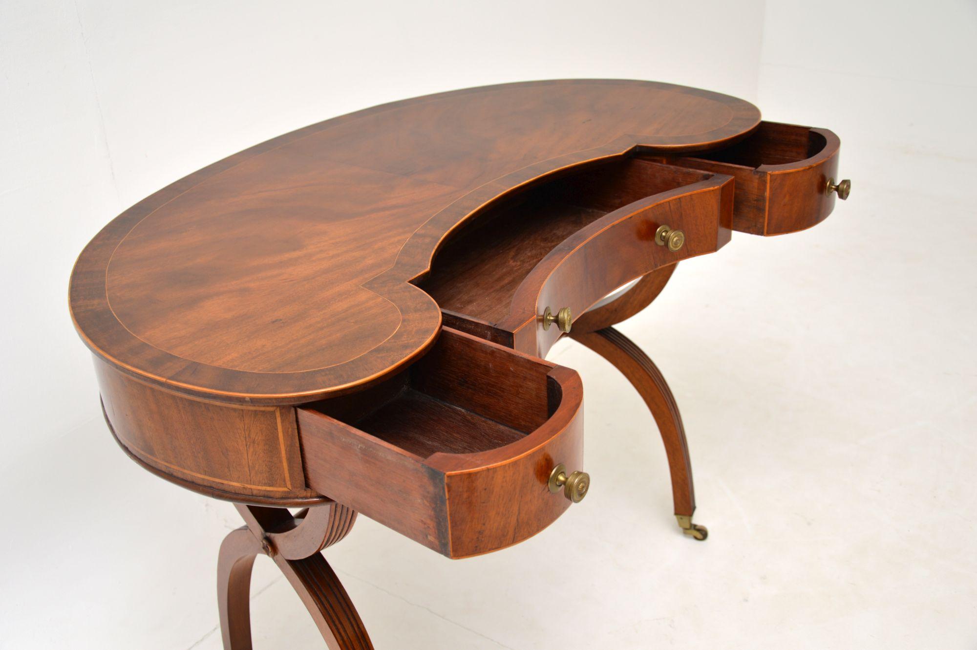 Antique Regency Style Mahogany Kidney Desk / Dressing Table 2