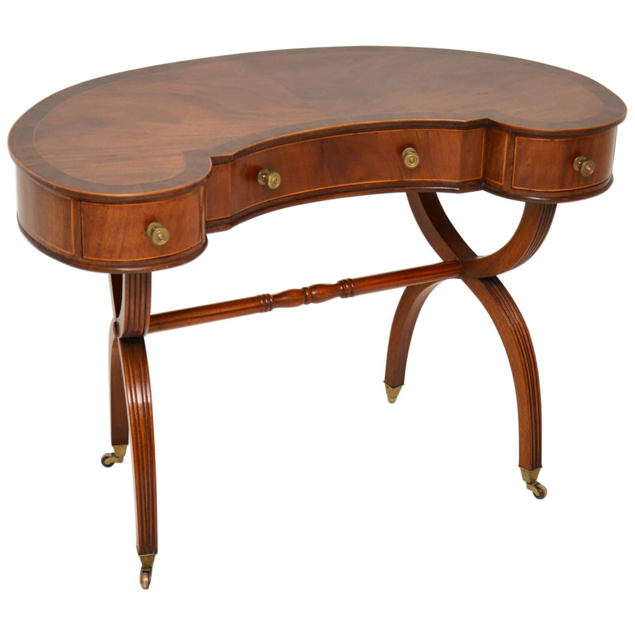 Antique Regency Style Mahogany Kidney Desk / Dressing Table