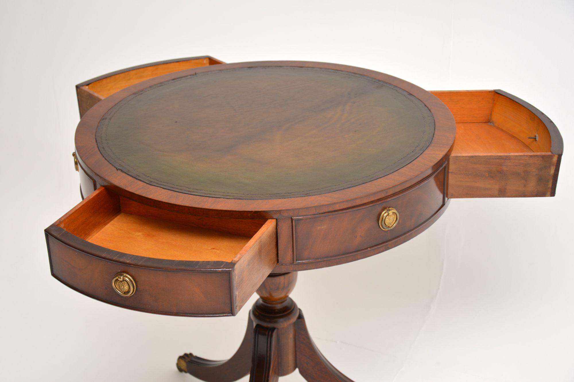 Antique Regency Style Mahogany and Leather Drum Table 1