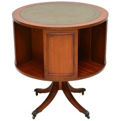 Antique Regency Style Mahogany & Leather Drum Table