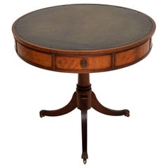 Antique Regency Style Mahogany and Leather Drum Table