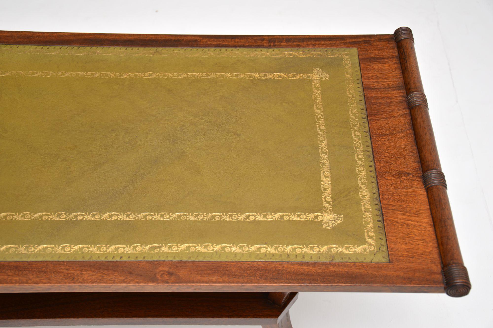 Antique Regency Style Mahogany Leather Top Coffee Table In Good Condition In London, GB