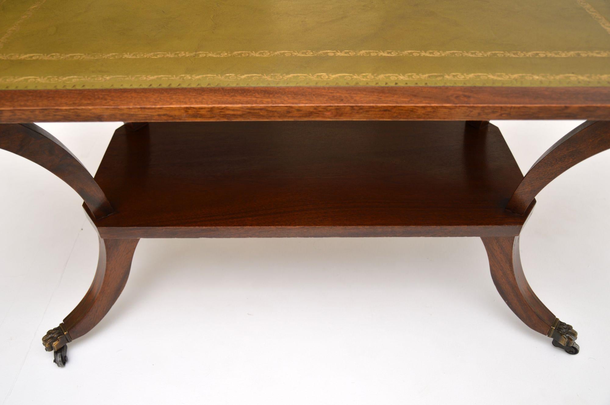 Antique Regency Style Mahogany Leather Top Coffee Table 3