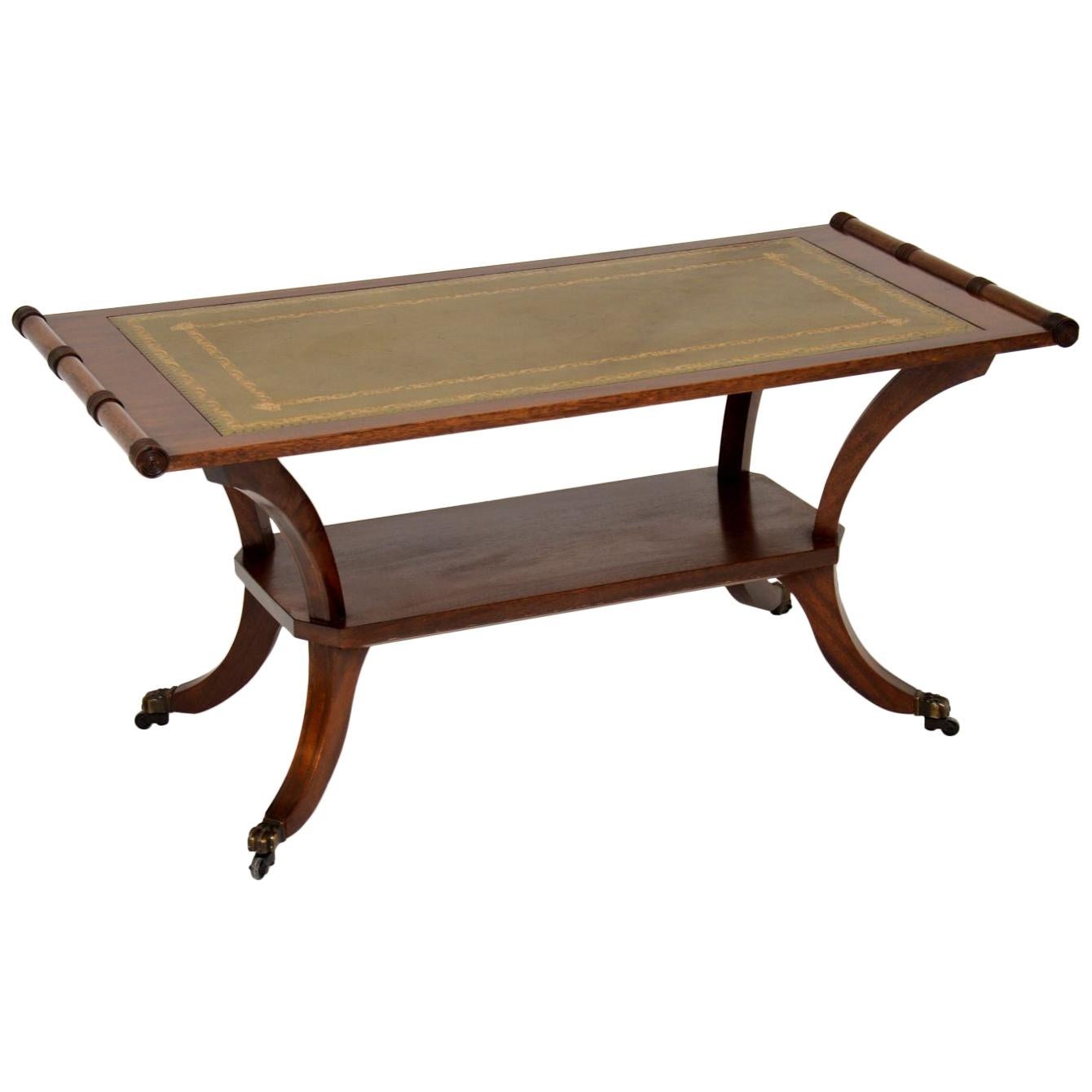 Antique Regency Style Mahogany Leather Top Coffee Table