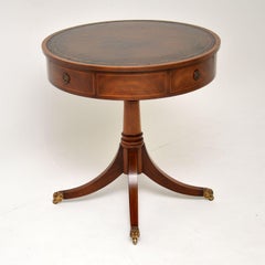 Antique Regency Style Mahogany Leather Top Drum Table