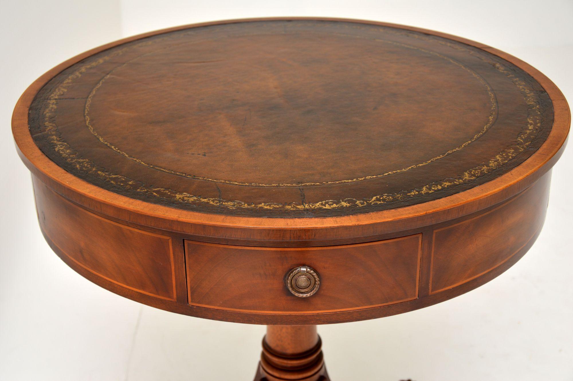Antique Regency Style Mahogany Leather Top Drum Table In Good Condition In London, GB