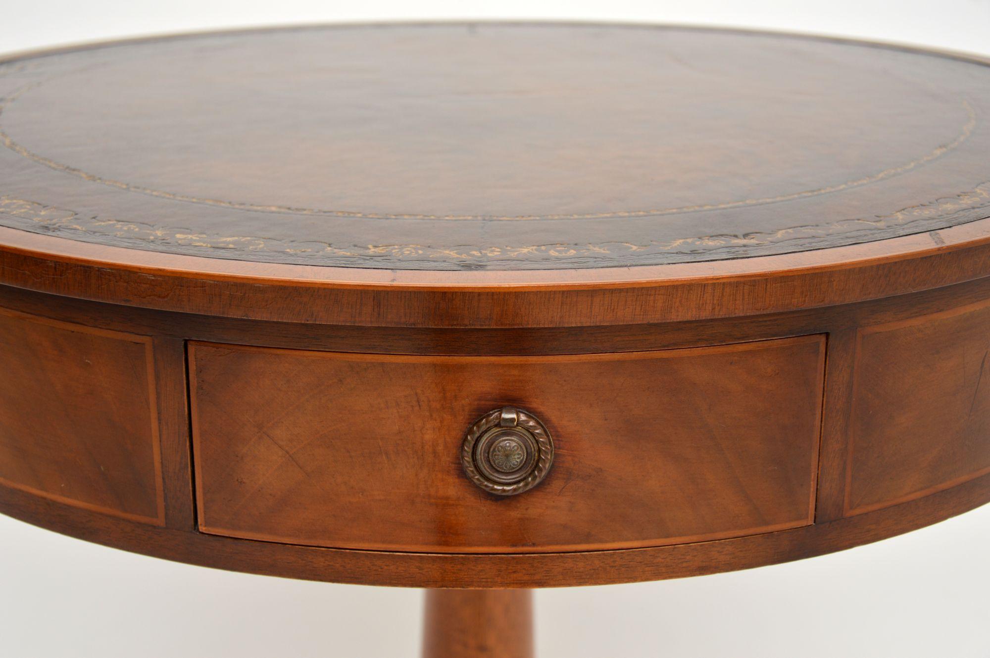 Early 20th Century Antique Regency Style Mahogany Leather Top Drum Table