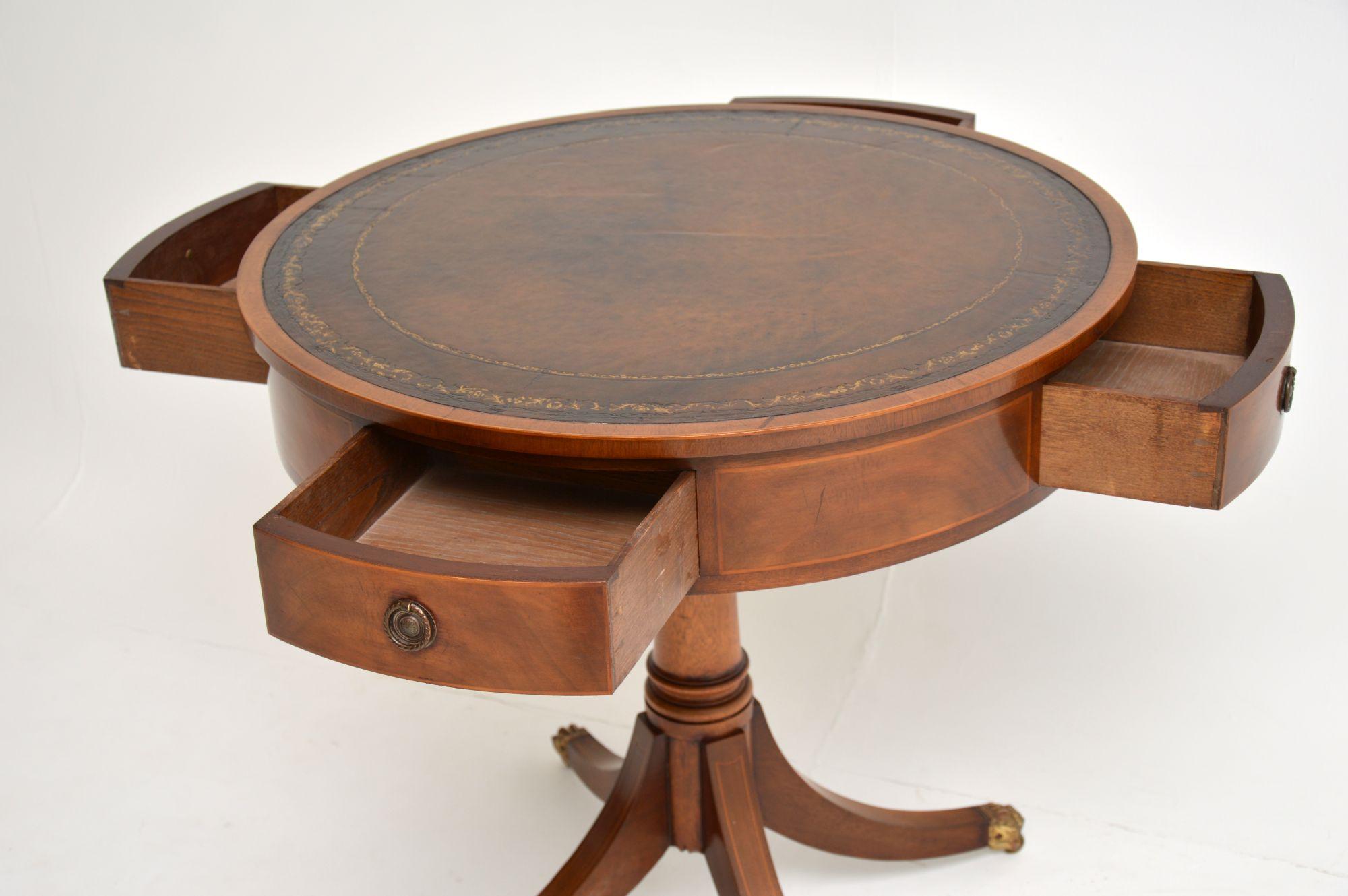 Antique Regency Style Mahogany Leather Top Drum Table 2