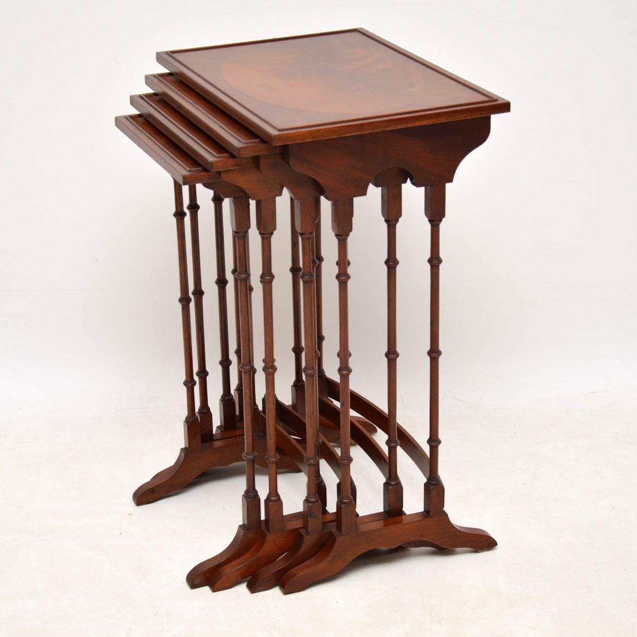 English Antique Regency Style Mahogany Nest of Four Tables