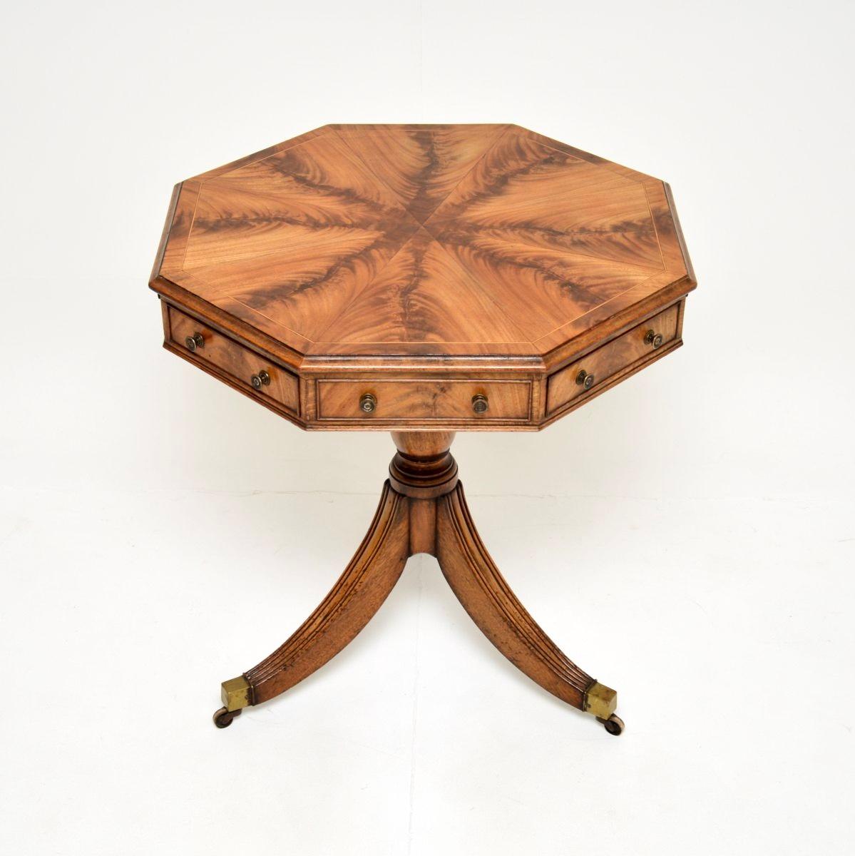 British Antique Regency Style Octagonal Drum Table