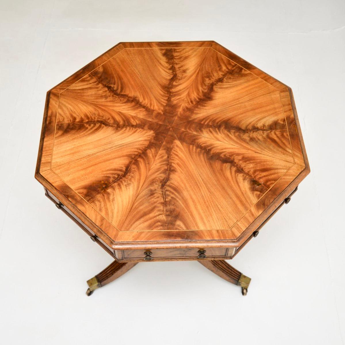Early 20th Century Antique Regency Style Octagonal Drum Table