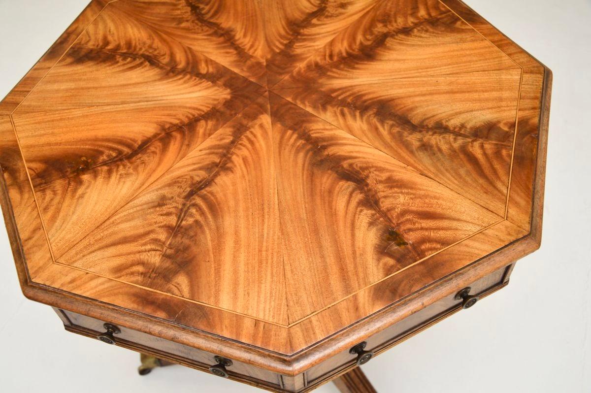 Wood Antique Regency Style Octagonal Drum Table