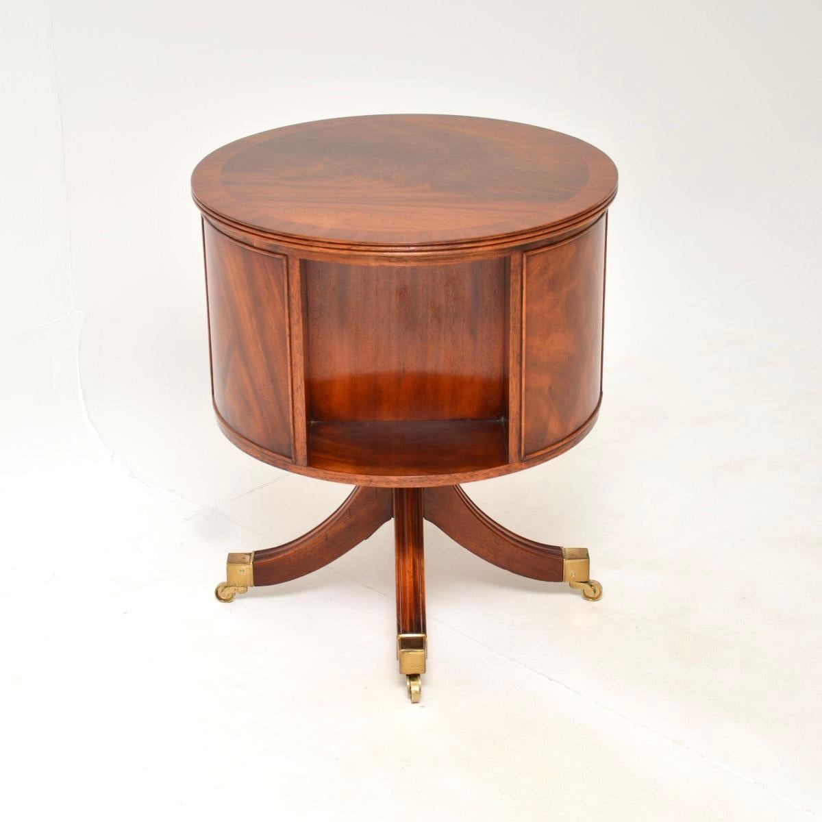 British Antique Regency Style Revolving Drum Table For Sale