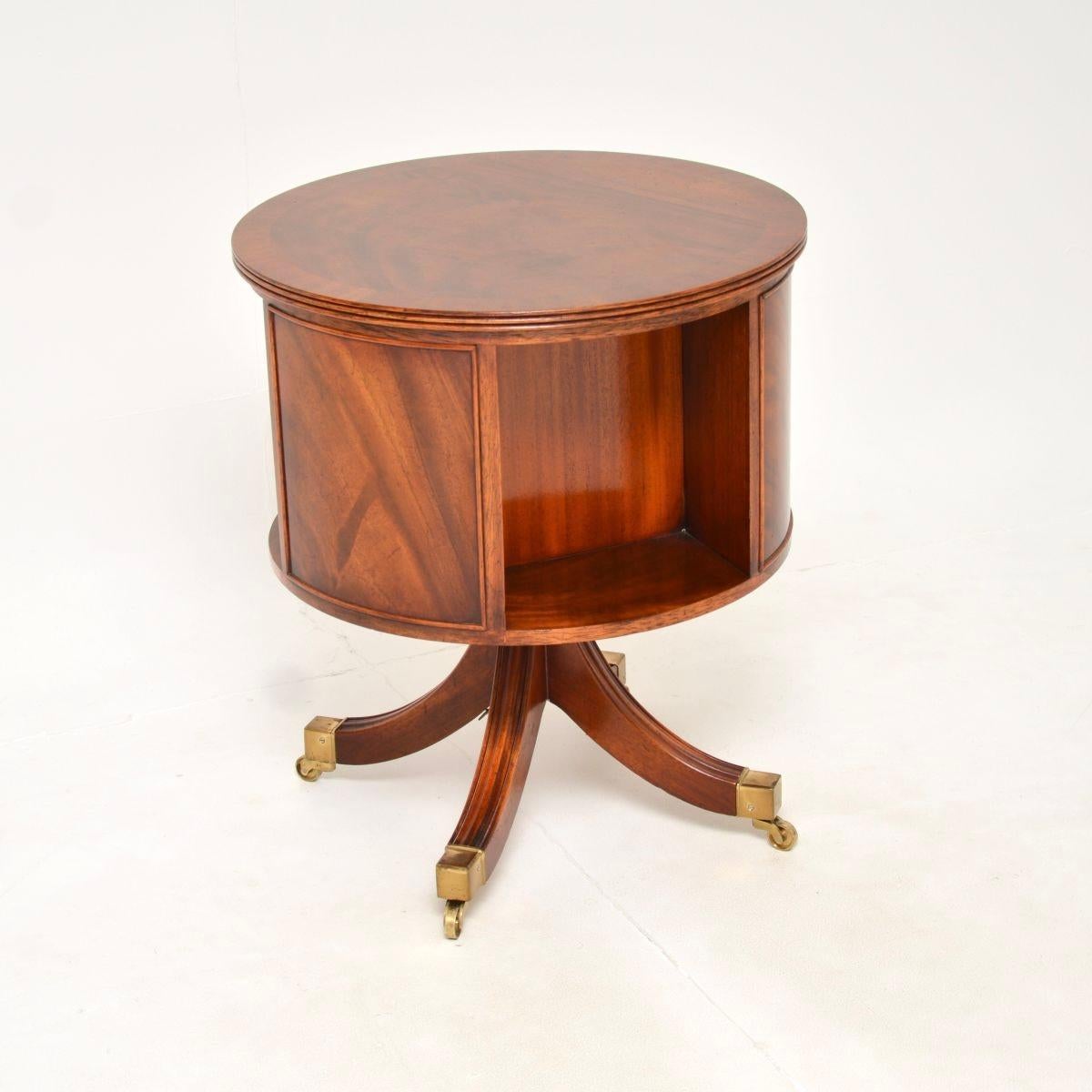 Wood Antique Regency Style Revolving Drum Table For Sale
