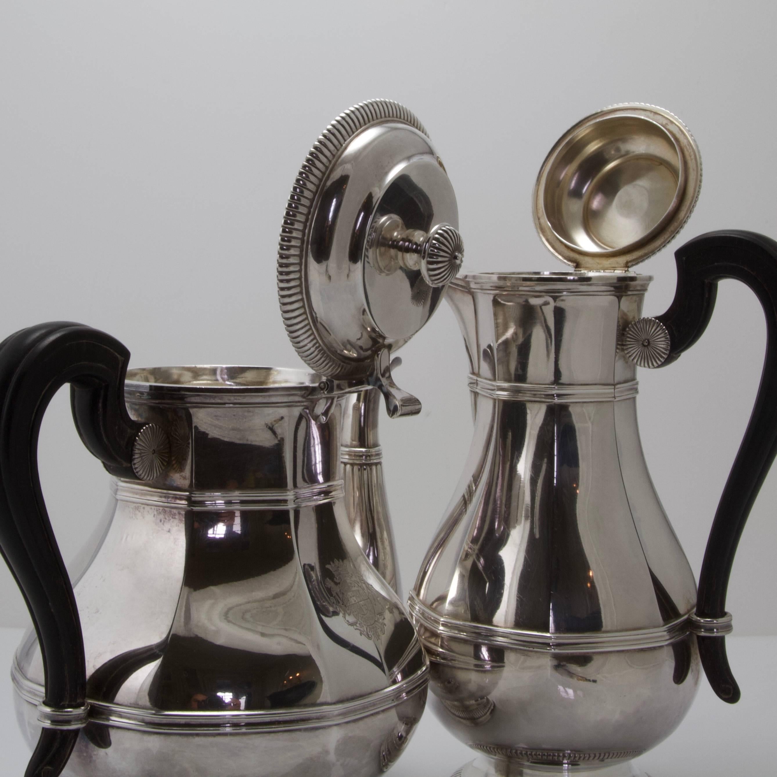 Hand-Crafted Antique Regency Style Silver Sterling Tea and Coffee Pot by Cardeilhac of Paris For Sale