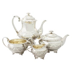 Antique Regency Style Sterling Silver Four-Piece Tea and Coffee Service