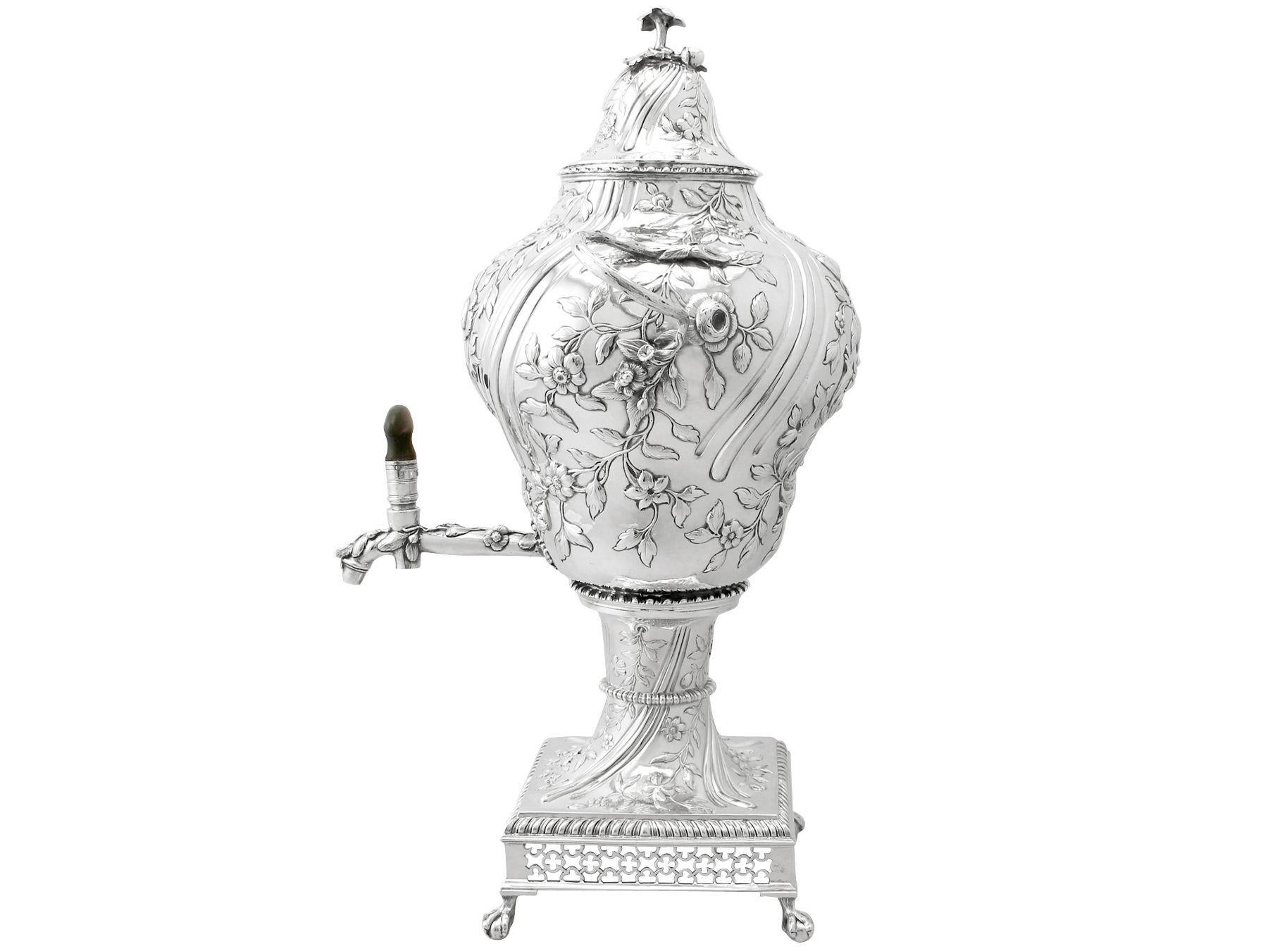 English Antique Regency Style Sterling Silver Samovar For Sale