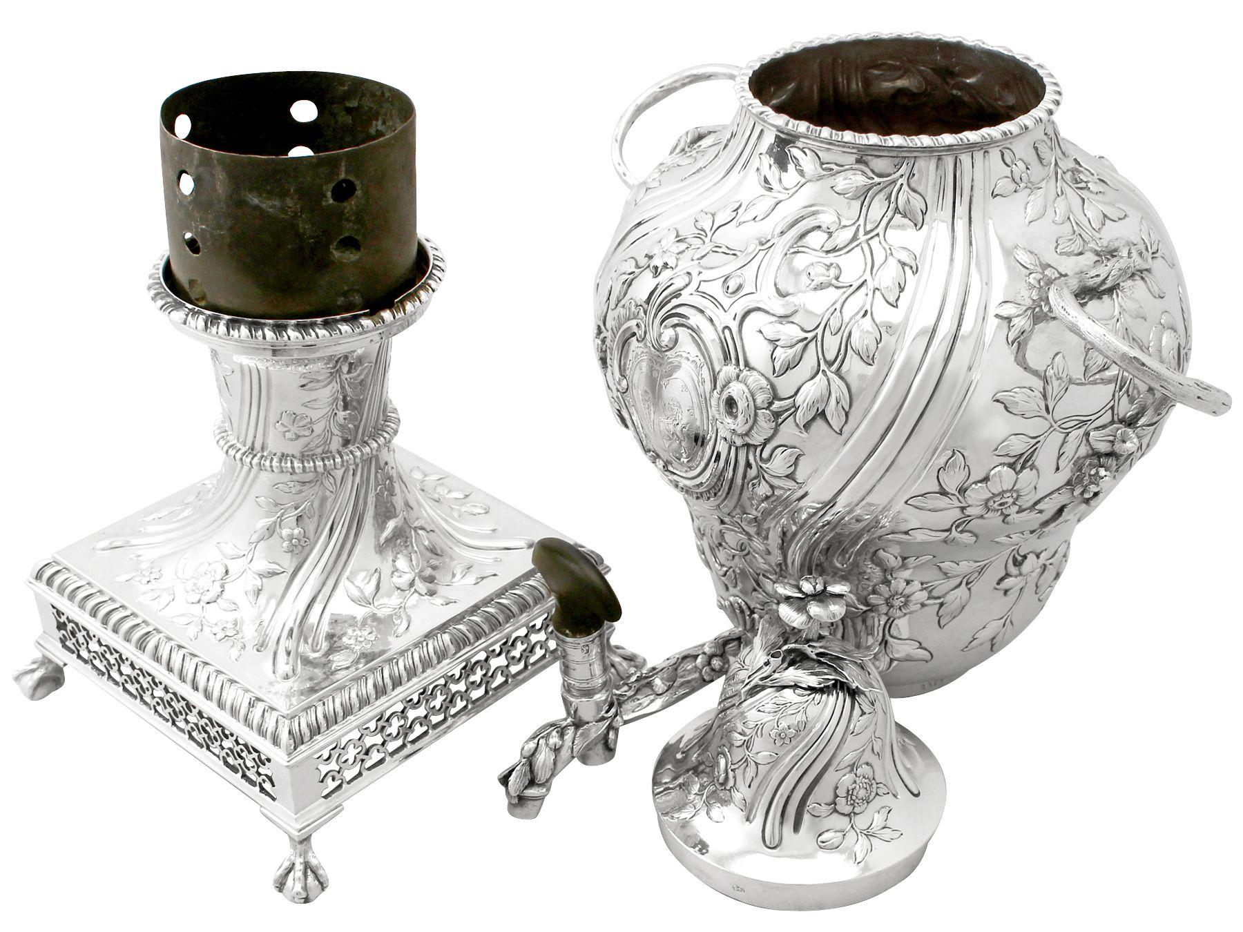 Mid-18th Century Antique Regency Style Sterling Silver Samovar For Sale