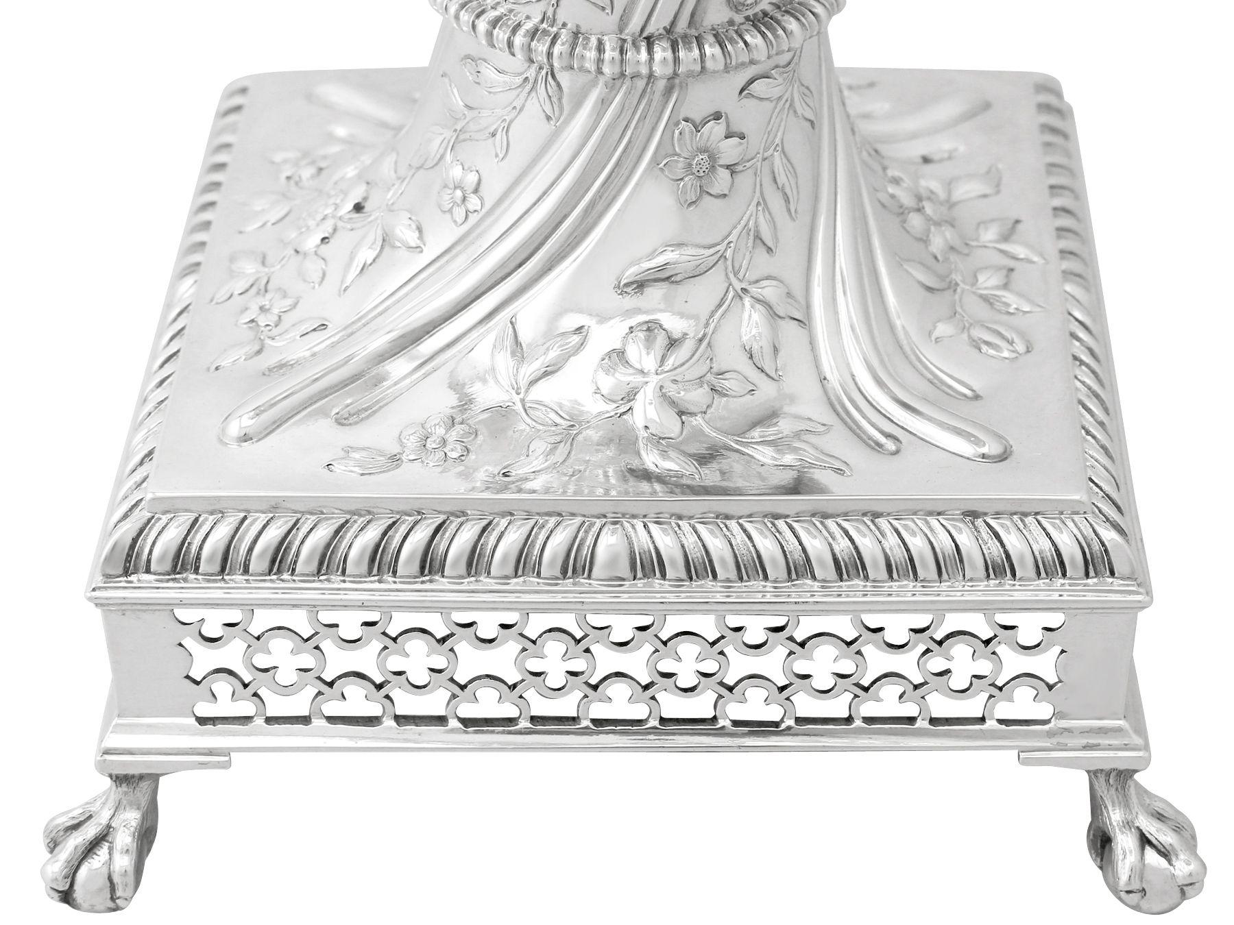 Antique Regency Style Sterling Silver Samovar For Sale 2