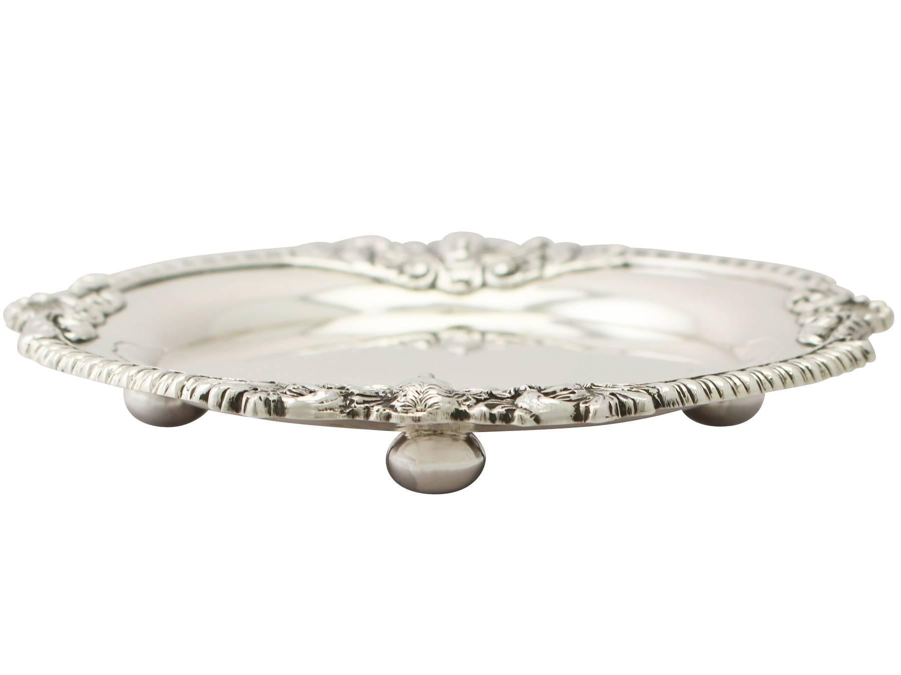 English Antique Regency Style Sterling Silver Waiter
