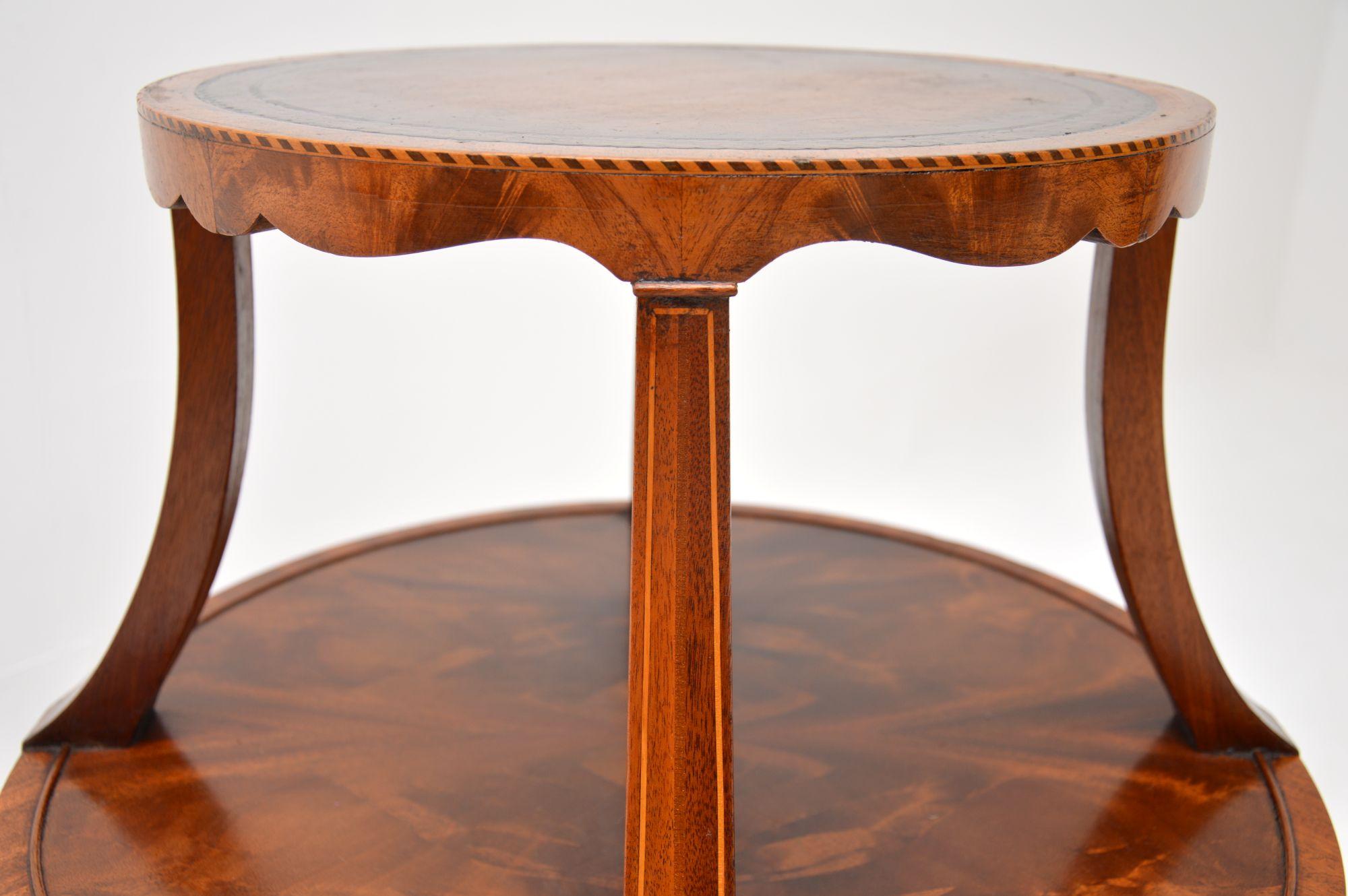 Leather Antique Regency Style Two Tier Table For Sale