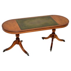 Antique Regency Style Walnut and Leather Coffee Table