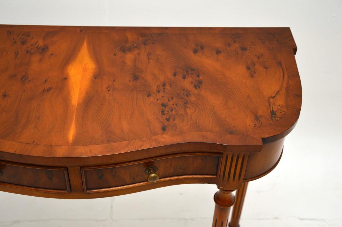 Antique Regency Style Yew Wood Console Table For Sale 1