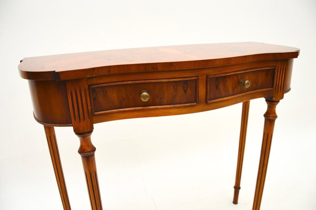 Antique Regency Style Yew Wood Console Table For Sale 2