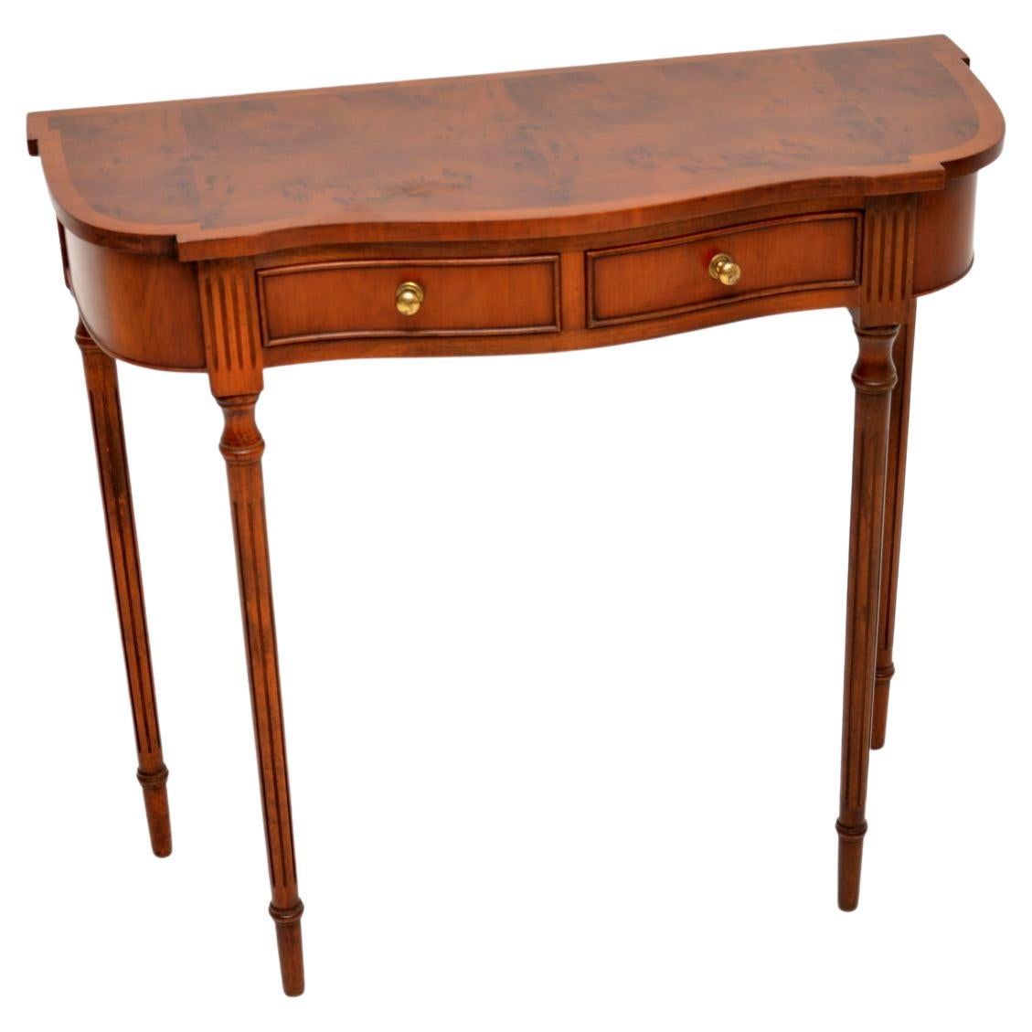 Antique Regency Style Yew Wood Console Table For Sale at 1stDibs