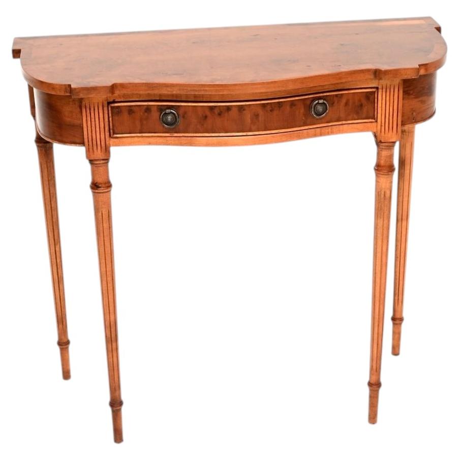 Antique Regency Style Yew Wood Console Table