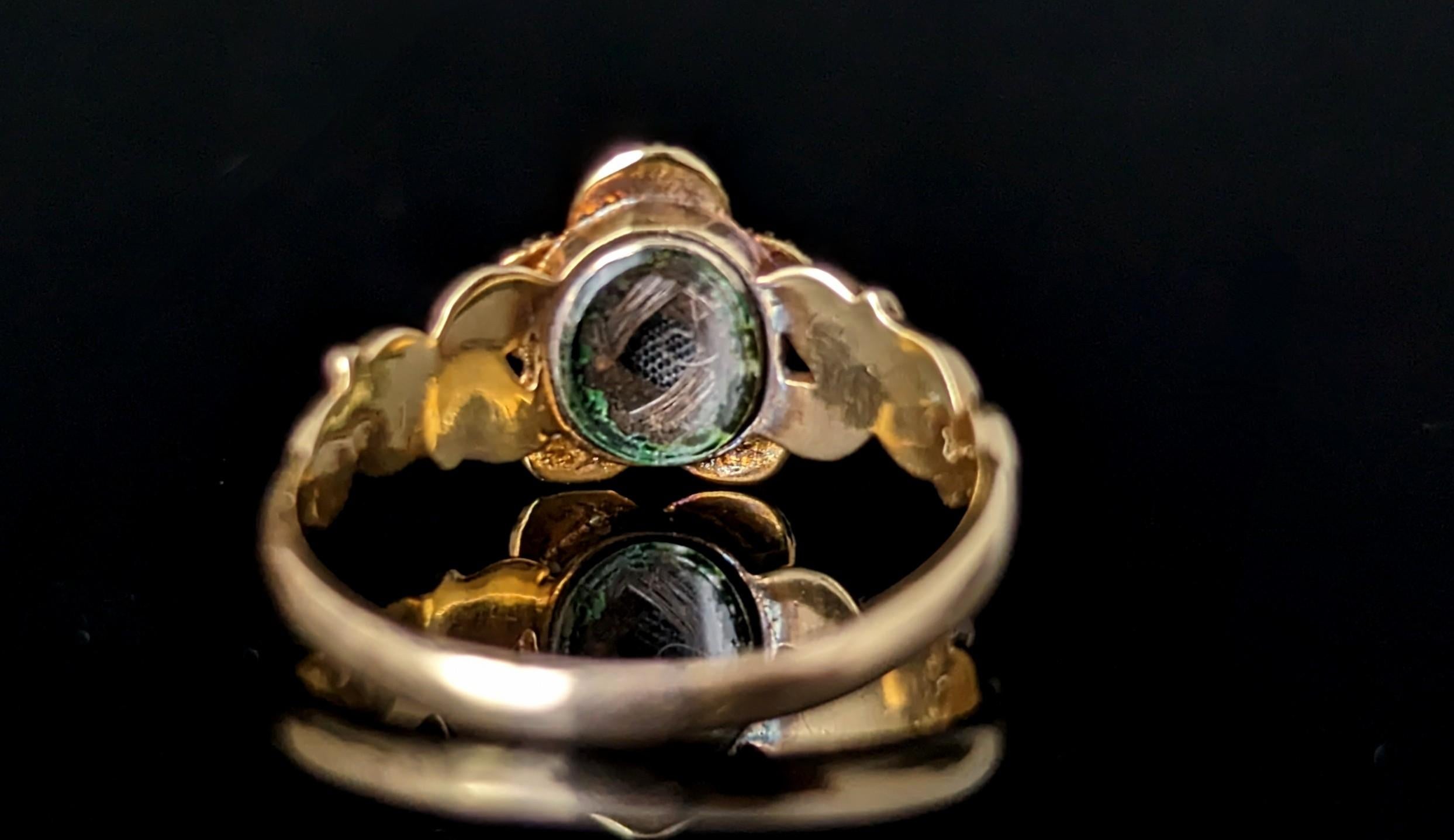 Antiker Regency-Ring mit Türkis und Diamanten, forget me not, 15k Gold  im Angebot 6