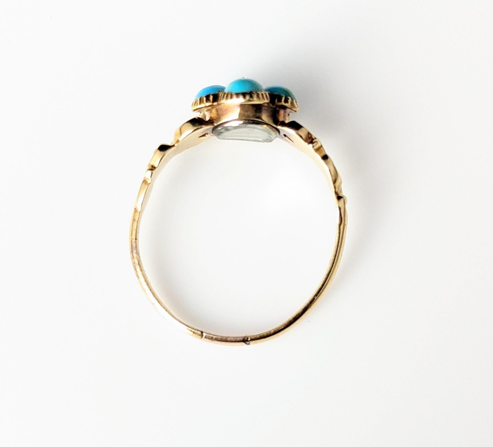 Antique Regency Turquoise and Diamond forget me not ring, 15k gold  For Sale 7