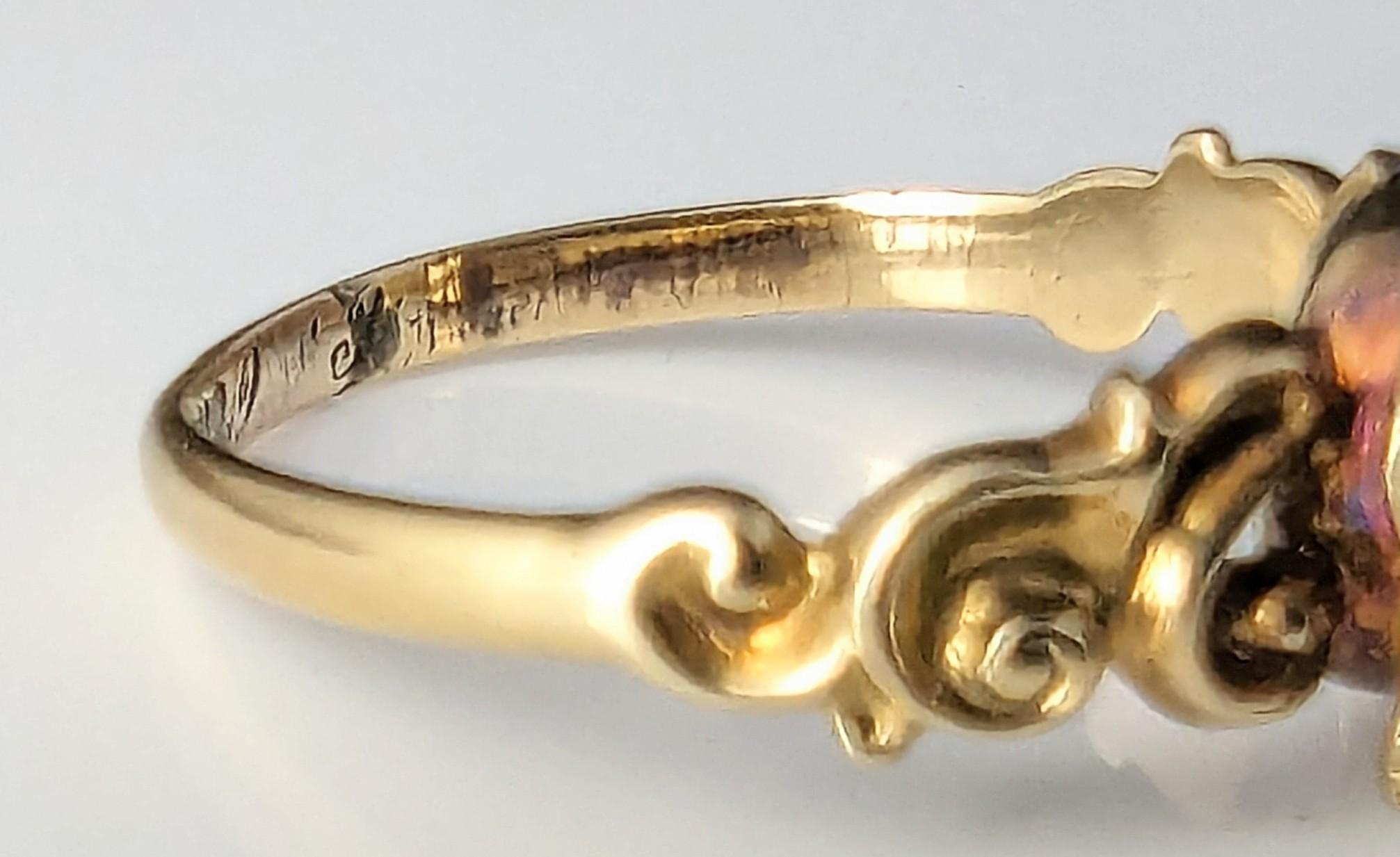 Antiker Regency-Ring mit Türkis und Diamanten, forget me not, 15k Gold  im Angebot 11