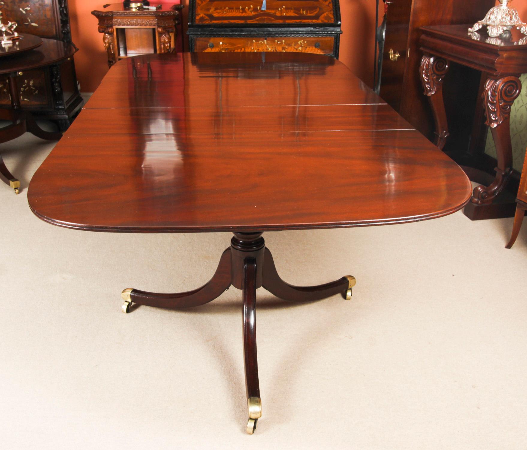 Antique Regency Twin Pillar Dining Table & 10 Regency Chairs 19th Century 4
