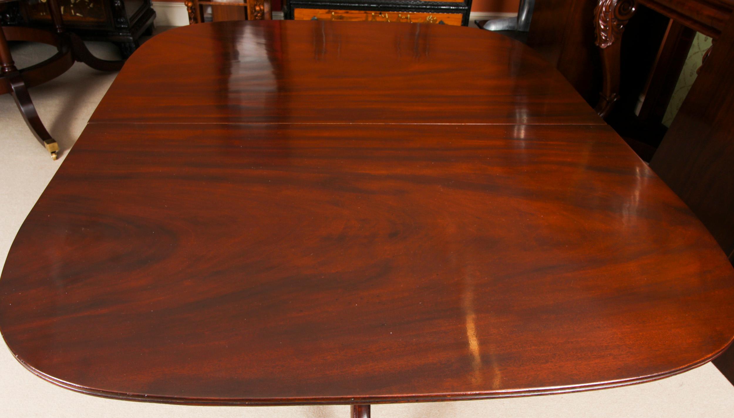 Antique Regency Twin Pillar Dining Table & 10 Regency Chairs 19th Century 5